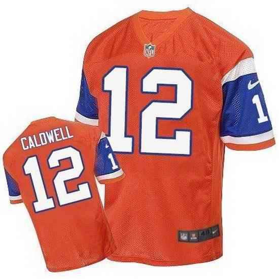 Nike Broncos #12 Andre Caldwell Orange Throwback Mens Stitched NFL Elite Jersey
